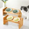 Suporte de Alimentação de Bambu para Pets no Atacado da Fábrica de Origem, Comedouro Elevado para Pets, Tigela de Comida e Água, Suporte de Refeição Universal para Gatos e Cachorros