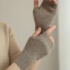 Luvas de cashmere sem dedos para mulheres 100% cashmere puro outono e inverno Novas luvas de malha lisa com dedos vazados à prova de frio quentes