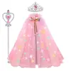 30 Luzes Capa da Elsa Capa Luminosa Crianças Malha de Camada Dupla Luz LED Traje de Meninas Performance de Natal Roupa de Performance