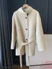 ¡Precio de reserva anticipada! Abrigo con cordones texturizado de otoño e invierno~ Abrigo de lana con cordones y cuello alto, efecto adelgazante, 26 invierno H090207