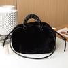 Bolso Nube Plegado Exclusivo Transfronterizo de Pelo Sintético de Visón, Bolso de Hombro Bajo el Brazo, Bolso Cruzado, Bolso de Mano Suave y Versátil con Bloqueo de Color
