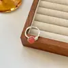 Anillo de Plata de Ley 925 Estilo Coreano con Ágata Rosa para Mujer Diseño de Nicho Versátil Anillo Abierto Ajustable para Mujer