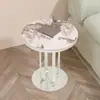 Mesa redonda pequeña de lujo ligero para sala de estar, mesa auxiliar para sofá, moderna para apartamento pequeño, mesa de café auxiliar simple, mesa con almacenamiento