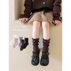 Calcetines para Niña, Calcetines de Media Caña para Primavera y Otoño, Calcetines de Princesa con Volantes y Lazo de Encaje para Niños, Calcetines Estilo Coreano para Bebé