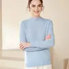 Suéter de Cashmere Gola Alta Meia para Mulheres 100% Cashmere Puro Suéter Outono e Inverno Novo Suéter Básico Feminino Estilo Coreano Suéter Curto