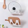 Estante para Tapas de Ollas Montado en Pared Hogareño sin Taladro Estante para Tabla de Cortar de Cocina Colgador de Plástico para Almacenamiento de Tablas de Cortar Estante de Almacenamiento Creativo