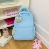 Mochila fofa de cor fufu leite em pó macia, baixa saturação, rosa, refrescante, rejuvenescedora, doce, para viagem, mochila pequena