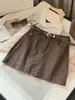 Falda vaquera retro de línea A de cintura alta para mujer, nuevo estilo de otoño, talla petite, cintura alta, adelgazante, anti-exposición y ajustada a la cadera, corta