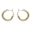 Pendientes de aro circulares sencillos japoneses y coreanos con hebilla, chapados en cobre y oro de 14 quilates, con diseño de viento frío, combinables con todo, joyería para mujer.