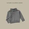 Suéter de Punto con Cuello Solapa Estilo Coreano para Niños, Otoño e Invierno, Suéter de Punto de Color Sólido con Cuello Polo, Top Base Elegante para Niños