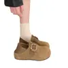 Sapatos Birkenstock femininos com sola grossa, salto embutido, totalmente fechados, novos para o outono de 2026, mocassins de calçar, sapatos casuais retro Birkenstock