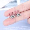 Arete de Botón para Mujer Estilo Coreano Estilo Mori Dulce Conejo Blanco Arete de Oreja Elegante Luna Curvada Joyería para la Oreja Arete de Botón