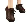 Mocasines para Mujer 2026 Primavera y Otoño Nuevo Estilo Suela de Plataforma Aumentadores de Altura Antideslizantes Zapatos para Mamá de Mediana Edad Punta Redonda Cuero Suave Suela Suave Planos