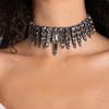 Amazon popular collar corto de borla personalizado para mujer para fiesta collar geométrico de varias filas collar de diamantes de imitación collar