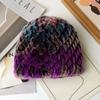Sombrero de Piña Espiral Hecho de Piel de Conejo Rex, Gorro de Cuero Tejido de Invierno Cálido Engrosado para Mujer, Espiral Engrosado para Personas Mayores