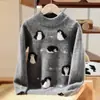 Suéter Nuevo Estilo 100% Lana Pura Doble Hilo Engrosado Unisex Ropa Infantil Cuello Semi Alto Tejido Capa Base Suéter para Bebé