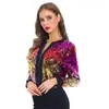 9272 transfronterizo Europa y Estados Unidos Amazon deseo otoño e invierno lentejuelas color degradado chaqueta abrigo suéter para mujer