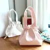 Bolsa de Lona Minimalista com Cordão, Bolsa de Mão Estilo Japonês, Bolsa Grande de Cor Sólida com Cordão para Marmita Venda por Atacado
