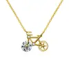 Collar de Bicicleta de Plata de Ley S925 para Mujer Moda Elegante Colgante de Bicicleta de Moissanita Cadena para Clavícula Joyería Popular Transfronteriza