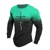 Comercio exterior transfronterizo nuevo estilo callejero para hombre letras degradadas impresión digital 3D moda cuello redondo manga larga estampado