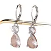 Brincos de Zircônia Brancos Novos em Forma de Gota para Mulheres, Cross-Border da Amazon, Luxo Leve, High-End, Versáteis