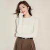 Camisa básica de cashmere com gola redonda para outono e inverno, camiseta feminina plus size, slim fit, cor sólida, manga comprida, forrada com lã, top interno espesso para mulheres