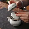 Bule de mão da cerâmica Ru, cultural e artístico, bule para infusão de chá, gaiwan, xícara de chá, conjunto de chá de viagem, bolsa portátil para exterior, presente, xícara de chá rápida, Festival do Meio Outono