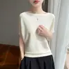 Tejido con cuentas curvas, suave y transpirable, mangas murciélago, cuello redondo, top básico y elegante para mujer, estilo casual primavera/verano
