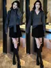 Cachecol plus size com design removível, cinza, suéter de estilo casual, top de tricô para mulheres, top de inverno modelador para mulheres plus size