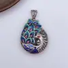 Pingente Fênix em Cloisonné feminino estilo étnico retrô pingente de pavão artístico corrente longa para suéter joia de prata pura