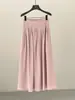 Saia Jianhe 2026 Nova Coleção Primavera Cintura Alta Design Plissado Linho Tencel Elegante Barra Larga 59235