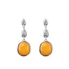 Pendientes de Plata de Ley S925 con Ámbar Estilo Artístico Retro Nuevo Estilo Chino Huecos Vintage Largos para Mujer