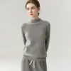 Suéter de cashmere 100% puro espesso para mulheres, com bainha enrolada, gola semi-alta, caimento solto e design oversized, perfeito como camada interna ou base.