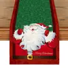 Corredor de Mesa de Natal Novo Transfronteiriço Linho Criativo Estampado Boneco de Neve e Papai Noel Jogo Americano Atmosfera Decorações de Mesa de Natal