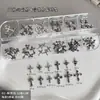 Acessórios de nail art de cruz escura com 12 peças, item popular de exportação transfronteiriça, strass de liga de rebite, acessórios de unha vestíveis DIY