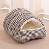 Casa Moderna para Gato y Perro, Cama Cerrada para Gato Desmontable y Lavable, Saco de Dormir de Felpa con Pasos de Leche para Gato, Universal para Gatos y Perros