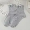Calcetines Lindos de Cachorro Calcetines de Media Caña de Otoño para Mujer Absorbentes de Sudor Transpirables Ins Tendencia Lindos Estilo Coreano Calcetines Deportivos Blancos