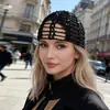 Gorro de pelo para adultos transfronterizo europeo y americano, turbante hueco, pañuelo para la cabeza de malla tejida a mano con lentejuelas, gorro de poner