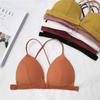 Top de tubo push up sexy y sexy con espalda cruzada y pecho envuelto, tirantes finos con hebilla frontal, base de ropa interior antiexposición