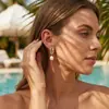 Conjunto de Brincos Bohemianos Europeus e Americanos Transfronteiriços com Concha Natural, Pérola Irregular, Concha do Mar e Estrela do Mar