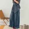 Petos Vaqueros para Niñas 2026 Otoño Nuevos Elegantes Chic Casual Pantalones de Pierna Ancha para Niños Medianos y Grandes Pantalones Largos de Otoño de Moda