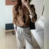 Imprescindible para Otoño 2026 [Marrón Caramelo Italiano] Camisa Recta 100% Lino Ramio Old Money Adelgazante para Mujer