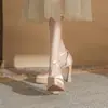 Jin Gang M11502 Puntiagudos Tacón Grueso Huecos Doble Capa Impermeables Plataforma Tacón Súper Alto Zapatos de Salón para Mujer 2024 Zapatos de Boda Zapatos de Novia