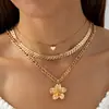 Moda Transfronteriza Europea y Americana Cadena para Clavícula Colgante Redondo con Borla Collar Apilado Multicapa Collar de una Sola Palabra Multicapa Juego de 3 Piezas