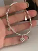 Pulsera Cuadrada de Plata 925 de Moda y Corazón para Mujer, Regalo, Joyería de Moda Estilo Ins