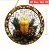 Decoraciones Populares Navideñas Transfronterizas, Adornos Redondos de Acrílico para Colgar, Decoraciones de Ventana de Papá Noel y Renos, Regalos Navideños
