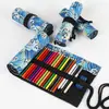 Estojo para canetas de impressão em algodão e linho estilo japonês 24 36 48 72 furos de grande capacidade estojo enrolável para canetas de cor chumbo esboço bolsa de papelaria