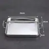 Cesta de lanches quadrada em aço inoxidável estilo coreano, bandeja quadrada para frango frito e batatas fritas, cesta de lanches para restaurante ocidental, bandeja de lanches comercial para carne grelhada