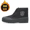Zapatos de algodón forrados de felpa de caña alta camuflajeados zapatos de liberación para hombres y mujeres zapatos de entrenamiento para sitio de construcción al aire libre cálidos zapatos de algodón de caña alta venta directa de fábrica