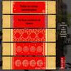 Batik Dez Mil Anos Vermelho Pergaminho Pendurado Palavras Auspiciosas de Quatro Caracteres Faixa de Azulejo de Palácio Biombo Pergaminho Horizontal Caligrafia em Papel Vermelho Grande Decoração de Palco